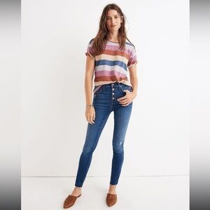 Madewell 10” High Rise Button Fly Skinny Jeans in Hanna Wash 28